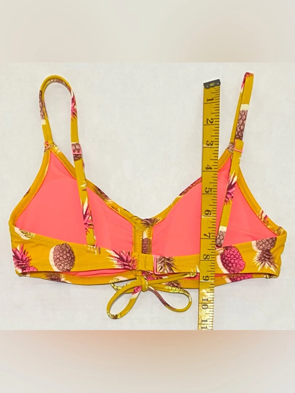 Aerie Womens S Yellow Pineapple Bikini Top Boho Y2K Beach Preppy Swimwear